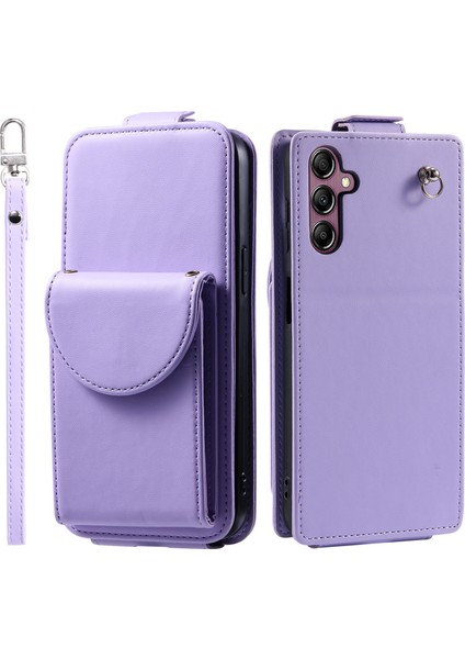 Samsung Galaxy S24 Için+ Dikey Flip Pu Deri+ Tpu Bilek Kayış Telefon Kılıfı (Yurt Dışından)