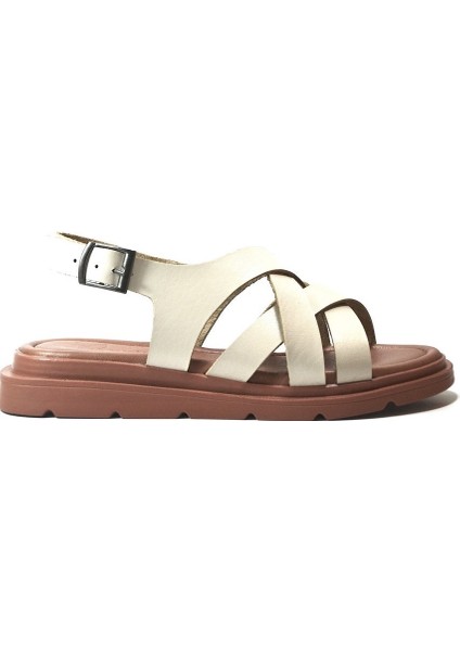 23By76.533 Hakiki Deri Bej Anatomik Kadın Sandalet