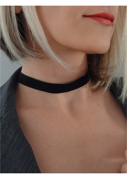 Bohem Kadife Siyah Tasma Choker Kolye