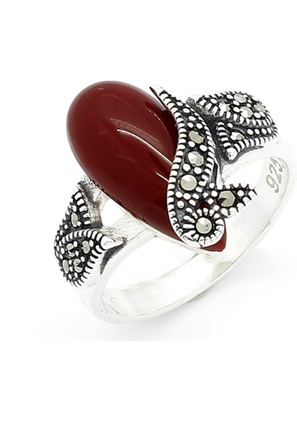 Gümüş 925 Ayar Kadın Yüzük Markazit Taşlı Yüzük