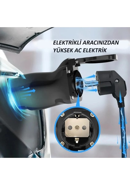 Elektrikli Araç V2L Dönüştürücü Tip2 Deşarj Kablosu Adaptörü 220V 16A 3.5kw