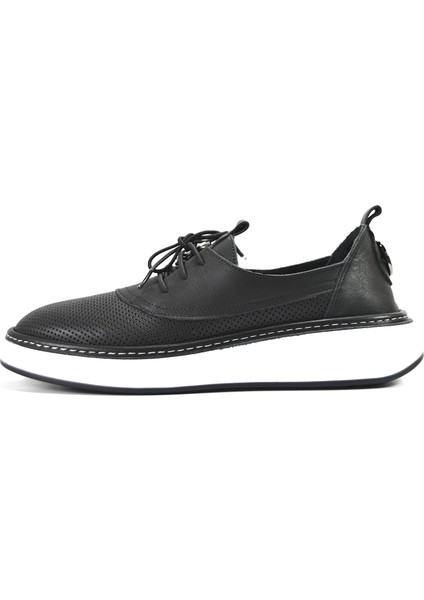 Bty.74 Deri Siyah Sneaker Ortopedik Kadın Ayakkabı