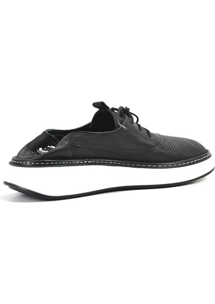 Bty.74 Deri Siyah Sneaker Ortopedik Kadın Ayakkabı