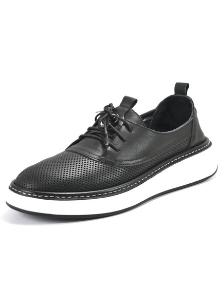 Bty.74 Deri Siyah Sneaker Ortopedik Kadın Ayakkabı