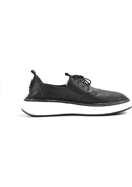 Bty.74 Deri Siyah Sneaker Ortopedik Kadın Ayakkabı