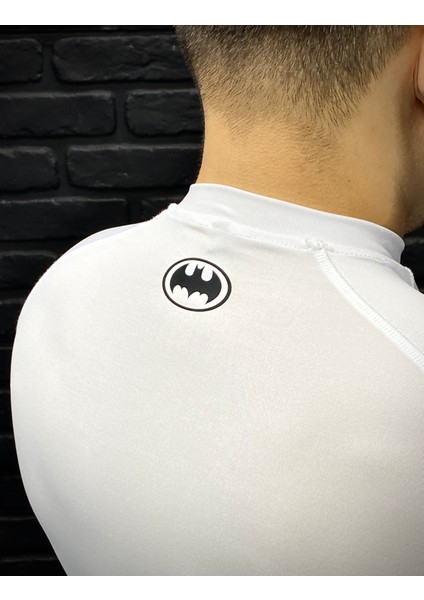 Kısa Kollu Compression T-Shirt Fit Spor Tam Beden Erkek Tişört Beyaz Batman Body fiyatları