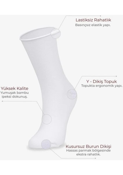 5'li Roll Top Lastiksiz Kadın Bambu Soket Çorap modelleri