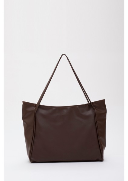 Tekno Trust Düz Kahve Rengi Shk90 Deri El Kol Ve Omuz Çanta