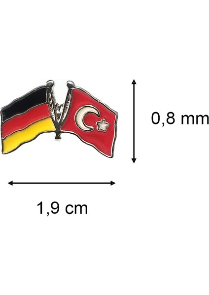 Almanya Türkiye Flamalı Metal Yaka Rozeti 1 Paket 12'li