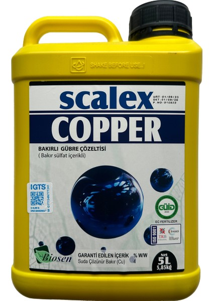 Scalex Copper 5 Lt Bakırlı Gübre Çözeltisi