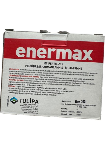 Enermax 0-20-25 200 gr Fosfor, Potasyum Toz Gübre