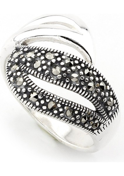 Gümüş 925 Ayar Kadın Yüzük Markazit Taşlı Yüzük