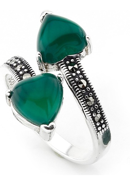 Gümüş 925 Ayar Kadın Yüzük Markazit Taşlı Yüzük