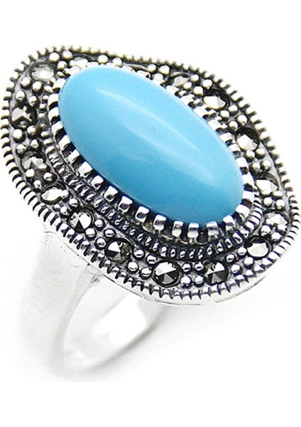 Gümüş 925 Ayar Kadın Yüzük Markazit Taşlı Yüzük