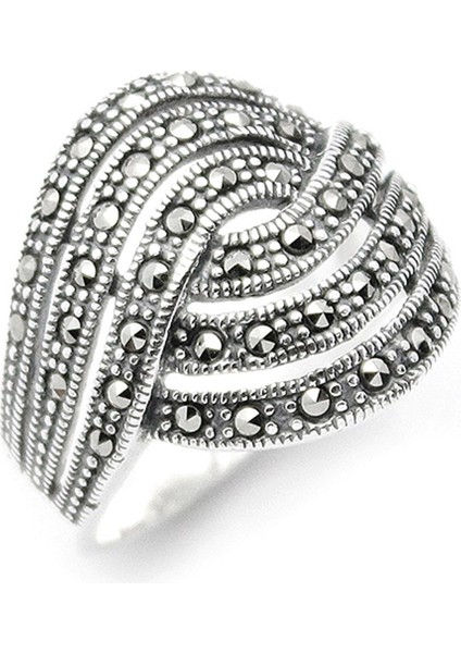 Gümüş 925 Ayar Kadın Yüzük Markazit Taşlı Yüzük