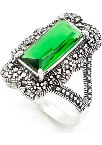 Gümüş 925 Ayar Kadın Yüzük Markazit Taşlı Yüzük