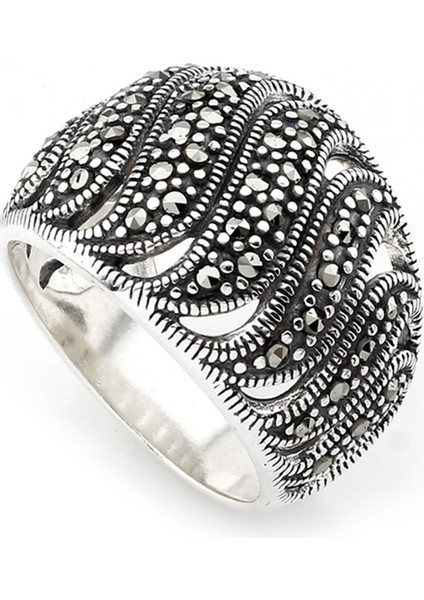 Gümüş 925 Ayar Kadın Yüzük Markazit Taşlı Yüzük