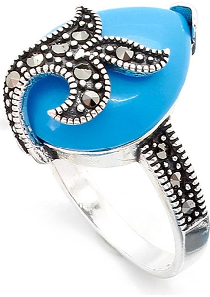 Gümüş 925 Ayar Kadın Yüzük Markazit Taşlı Yüzük