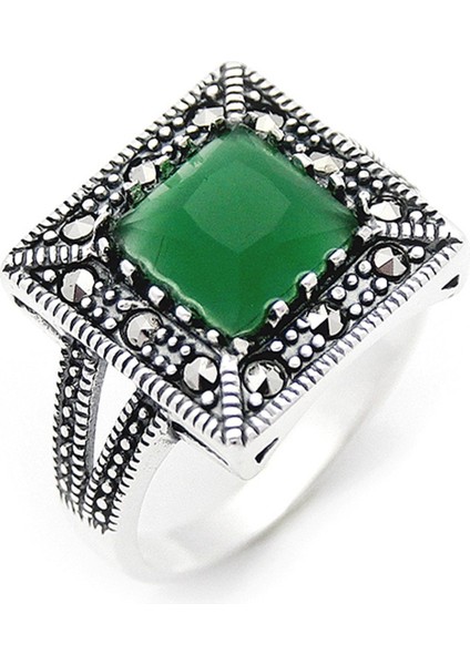 Gümüş 925 Ayar Kadın Yüzük Markazit Taşlı Yüzük