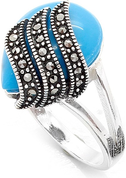 Gümüş 925 Ayar Kadın Yüzük Markazit Taşlı Yüzük