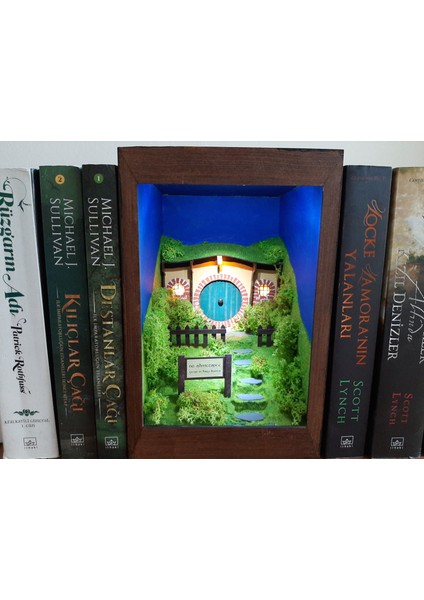 Hobbit Evi El Yapımı Book Nook – Yüzüklerin Efendisi Book Nook ve Kitap Tutucu