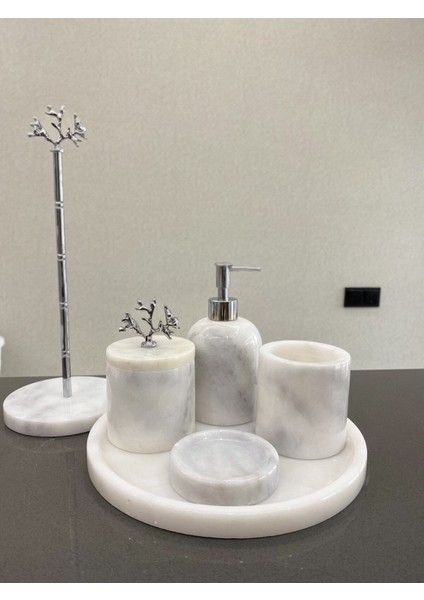 Tekno Trust Mermer Mermer Banyo Seti 6 Parça Beyaz
