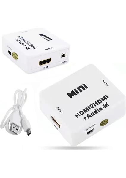 Yeni Tip 4K HDMI Ses Ayırıcı HDMI HDMI Aux Ses Ayırıcı Hd Kulaklık Ayırıcı Beyaz HDMI2HDMI + Audio 4K