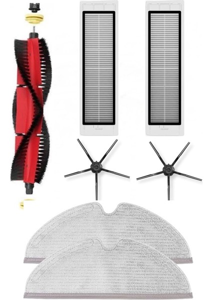 Tekno Trust Turuncu Roborock S5 Max Siyah Yan Fırçalı 7 Parça Ultra Set, S50 S6 S6 Maxv S6 Pure 7 Parça Set