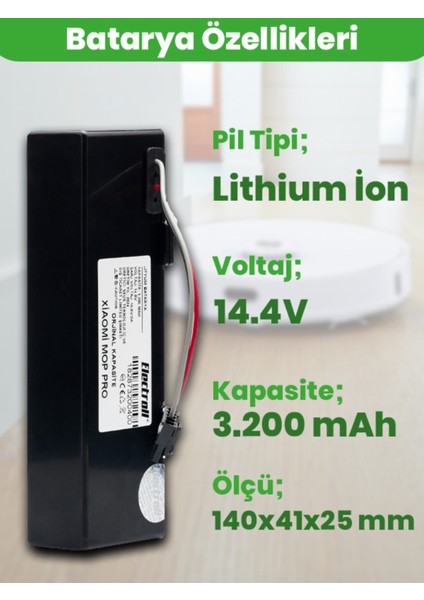 Tekno Trust Mavi Xiaomi Mi Vacuum Mop Pro (Orjinal Kapasite) 3.200MAH Robot Süpürge Bataryası modelleri