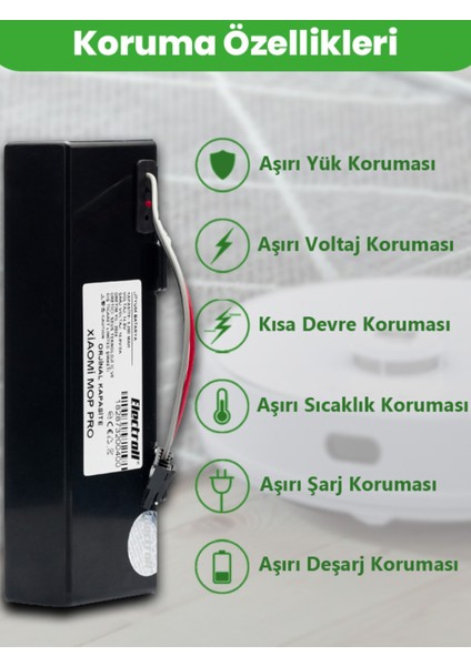 Tekno Trust Mavi Xiaomi Mi Vacuum Mop Pro (Orjinal Kapasite) 3.200MAH Robot Süpürge Bataryası fırsatları