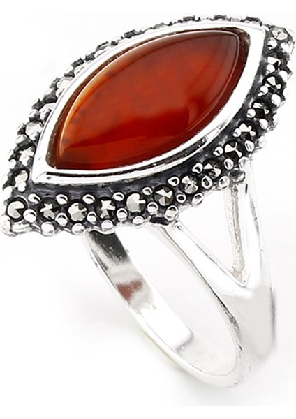 Gümüş 925 Ayar Kadın Yüzük Markazit Taşlı Yüzük