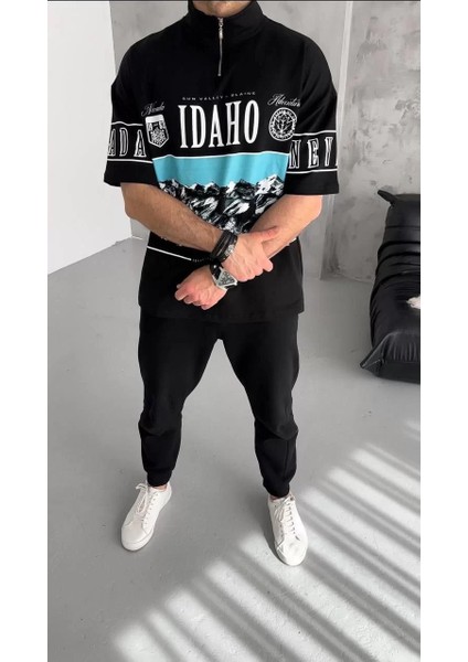 Baskılı Yarım Fermuarlı T-Shirt Siyah fiyatları