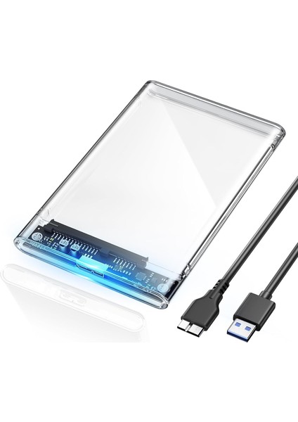 Yeni Vidasız Sürgülü 2.5" USB 3.0 Harici SSD Harddisk Şeffaf Taşınabilir HDD Kutusu Transparan