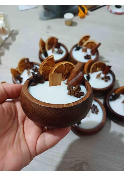 Bambu Tabakli Ahşap Fitilli Hediyelik Mum,8mart Kadınlar Günü Hediyesi,doğumgünü Hediyesi,anneler Günü Hediyesi, Dekoratif Hediyelik Mum