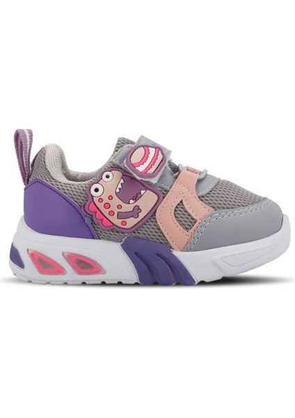 Panama Kız Çocuk Sneaker Ayakkabı Açık Gri / Mor