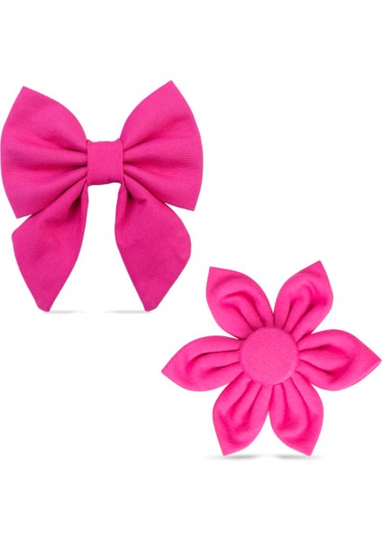 Dişi Köpeklere Özel Fiyonk Papyon ve Çiçek Papyon Seti (Sadece Papyon Tasma Dahil Değil)