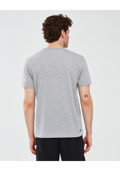 Graphic T-Shirt M Short Sleeve Erkek Gri Melanj Tshirt S241009-036