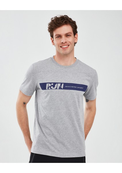 Graphic T-Shirt M Short Sleeve Erkek Gri Melanj Tshirt S241009-036
