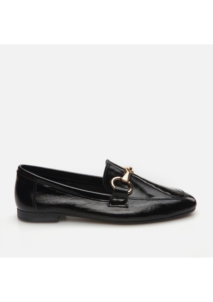 Hakiki Deri Siyah Kadın Loafer