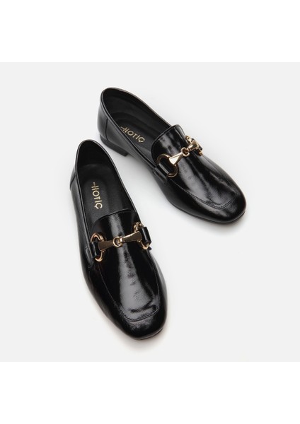 Hakiki Deri Siyah Kadın Loafer modelleri