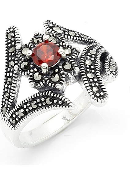 Gümüş 925 Ayar Kadın Yüzük Markazit Taşlı