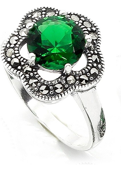 Gümüş 925 Ayar Kadın Yüzük Markazit Taşlı