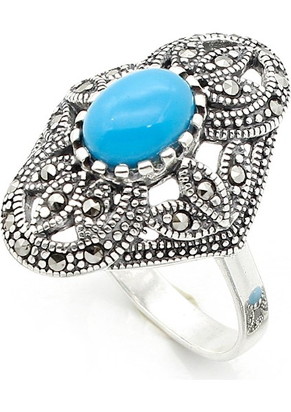 Gümüş 925 Ayar Kadın Yüzük Markazit Taşlı