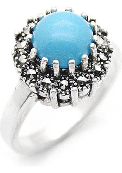 Gümüş 925 Ayar Kadın Yüzük Markazit Taşlı