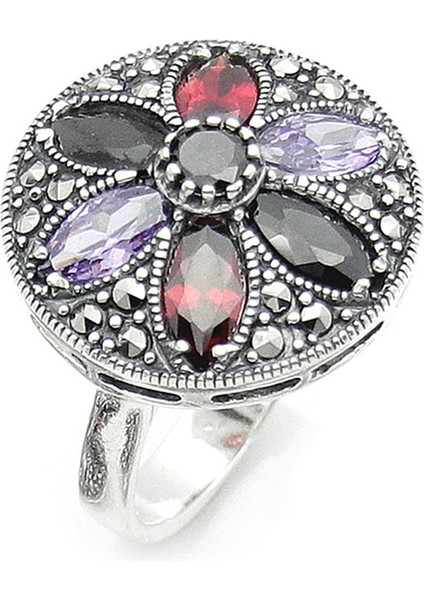 Gümüş 925 Ayar Kadın Yüzük Markazit Taşlı