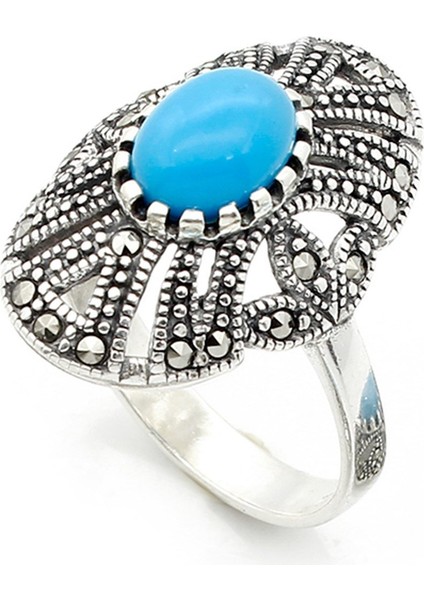 Gümüş 925 Ayar Kadın Yüzük Markazit Taşlı