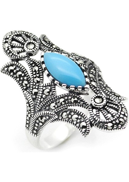 Gümüş 925 Ayar Kadın Yüzük Markazit Taşlı