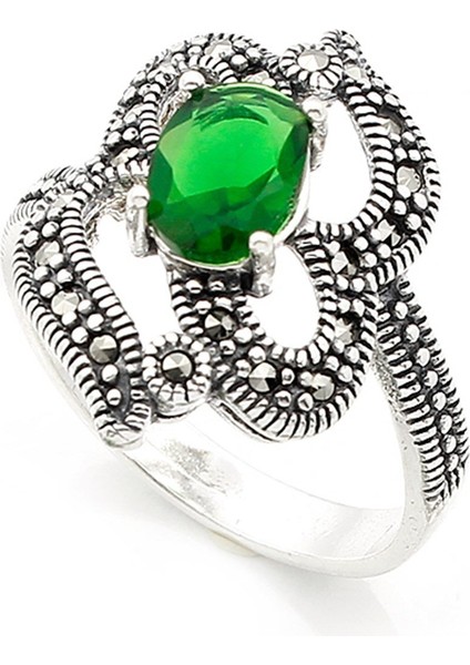 Gümüş 925 Ayar Kadın Yüzük Markazit Taşlı