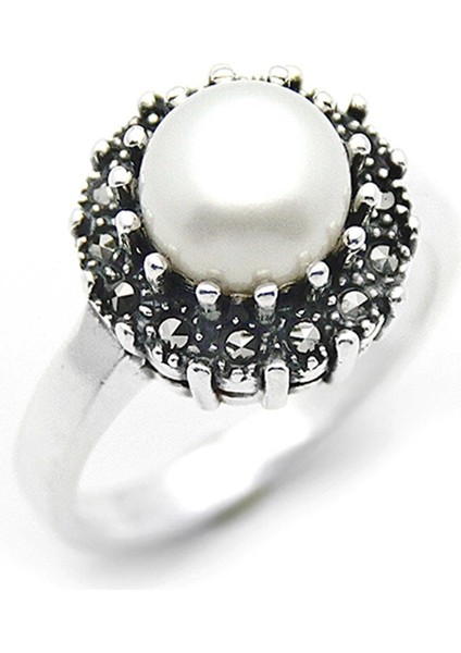 Gümüş 925 Ayar Kadın Yüzük Markazit Taşlı