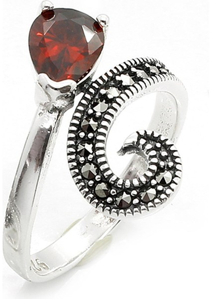 Gümüş 925 Ayar Kadın Yüzük Markazit ve Zirkon Taşlı